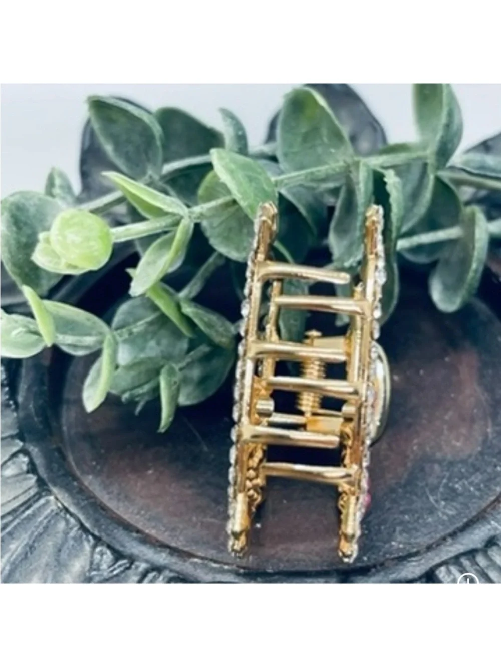 Crystal Bow Cat Hair Claw Clip - Gold Tone FINAL PRICE DROP